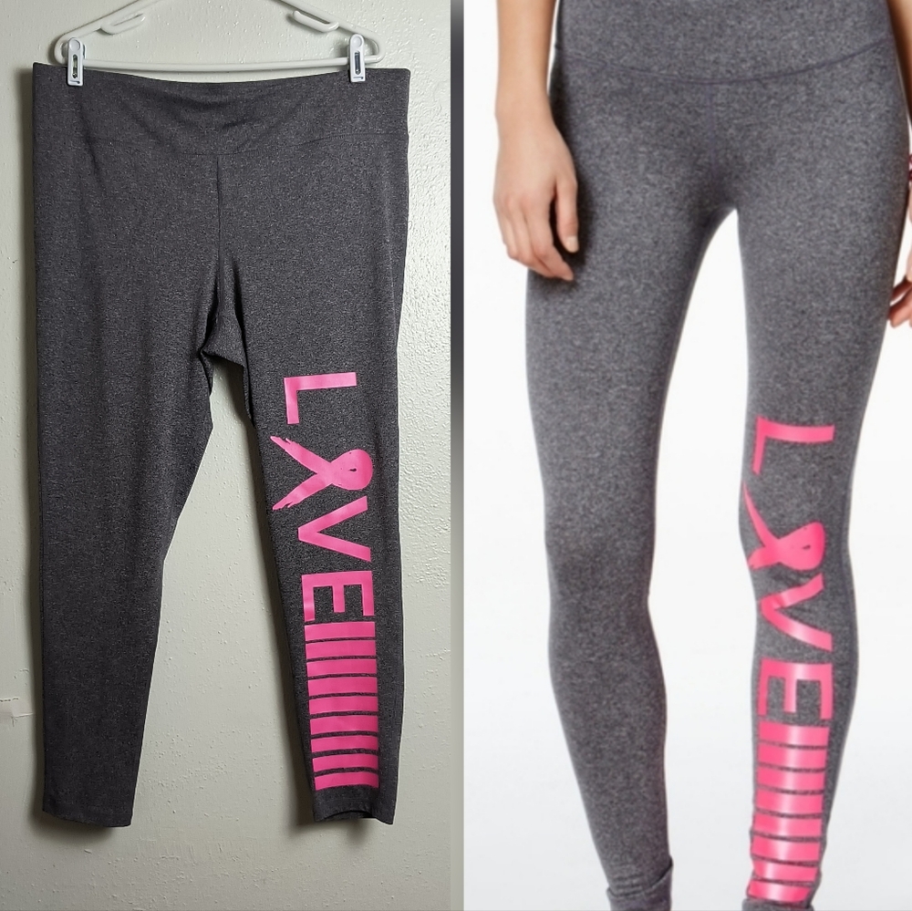 Material Girl Gray and Pink Leggings Women's Size 2X Active Casual